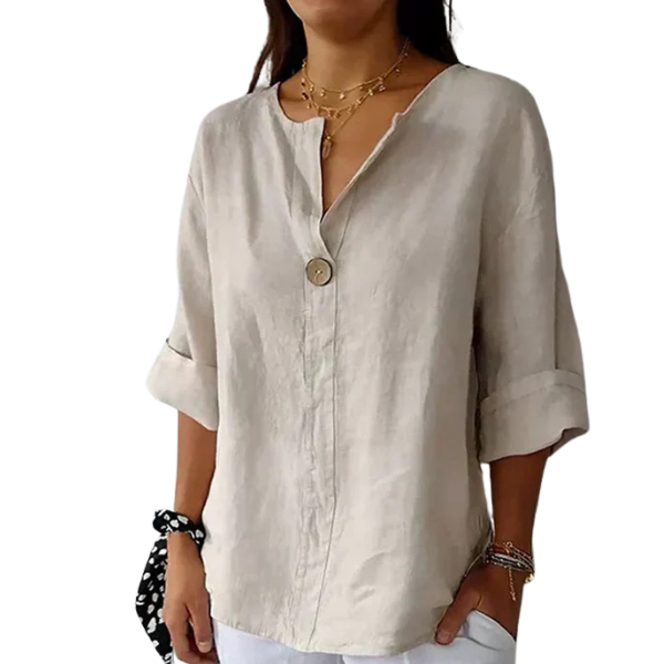 Gabriela | Topp med V-hals i lin og bomull