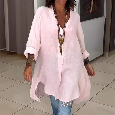 Jarmila | Overdimensjonert bomullsskjorte med lin