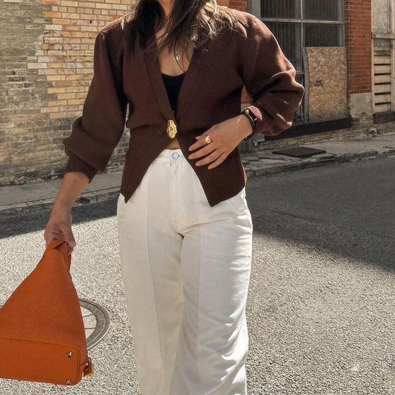 Zuzana | Stilig strikket genser med én knapp